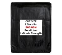AP Supplies 2.5M X 5M Black Pond Liner 200G/sqm - Heavy Duty Hdpe Material - Uv & Tear Resistant, Flexible For Koi & Fish Pools, Water Garden