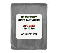 AP Supplies 200gsm Grey Tarpaulin 1m x 1m - Waterproof, Tear Resistant, UV Protected Ground Sheet Cover for Camping, Construction, Garden & Outdoor Equipment Protection