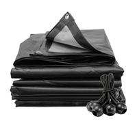 AP Supplies 220gsm Black Tarpaulin with 10 x 6in Bungee Balls (6m x 6m)