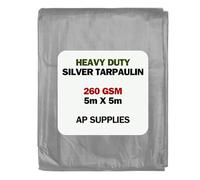 AP Supplies 260gsm Silver Tarpaulin 5m x 5m - Waterproof, UV & Tear Resistant Sheet Cover for Construction, Gardening, Camping & Equipment Protection