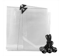 AP Supplies 2M X 4M Clear M-Grade Tarpaulin With 10 X 4" Bungee Balls (Black)