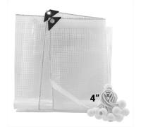 AP Supplies 2M X 4M Clear M-Grade Tarpaulin With 20 X 4" Bungee Balls (White)