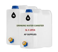 AP Supplies 2pcs X 5Liter Plastic Water Carrier Container with Tap, Portable Jerry Can - Ideal for camping, caravan, travel,picnics, outdoor,party easy access for drinking water