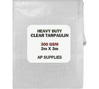 AP Supplies 300gsm Clear Tarpaulin 2m x 3m - Waterproof, Tear Resistant, UV Protected Ground Sheet Cover for Camping, Construction, Garden & Outdoor Equipment Protection