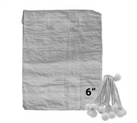 AP Supplies 3M X 4M Grey S-Grade Tarpaulin With 20 X 6" Bungee Balls (White)
