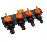 AP Supplies 4-Way Tap Splitter with Valves, Black/Orange