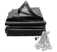 AP Supplies 4M X 4M Black/silver L-Grade Tarpaulin With 20 X 6" Bungee Balls (White)