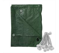 AP Supplies 4M X 4M Green S-Grade Tarpaulin With 20 X 6" Bungee Balls (White)