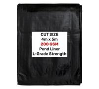 AP Supplies 4M X 5M Black Pond Liner 200G/sqm - Heavy Duty Hdpe Material - Uv & Tear Resistant, Flexible For Koi & Fish Pools, Water Garden