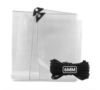 AP Supplies 4M X 5M Clear M-Grade Tarpaulin With 10 Meters X 6mm Bungee Rope