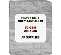 AP Supplies 50gsm Lightweight Grey Tarpaulin 2m x 2m, Waterproof
