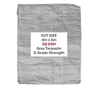 AP Supplies 50gsm S-Grade Lightweight Grey Tarpaulin 4m x 5m - Waterproof, UV & Weather Resistant Sheet Cover for Camping, Gardening, Furniture, Equipment Protection