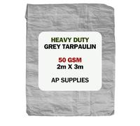 AP Supplies 50gsm S-Grade Lightweight Grey Tarpaulin - Waterproof, UV & Weather Resistant Sheet Cover for Camping, Gardening, Furniture, Equipment Protection (2m X 3m)