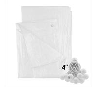 AP Supplies 5M X 5M White M-Grade Tarpaulin With 20 X 4" Bungee Balls (White)