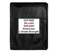 AP Supplies 5M X 6M Black Pond Liner 200G/sqm - Heavy Duty Hdpe Material - Uv & Tear Resistant, Flexible For Koi & Fish Pools, Water Garden