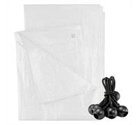 AP Supplies 5M X 8M White M-Grade Tarpaulin With 10 X 6" Bungee Balls (Black)