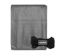 AP Supplies 6M X 10M Grey L-Grade Tarpaulin With 10 Meters X 6mm Bungee Rope