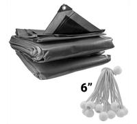 AP Supplies 6M X 10M Silver Xl-Grade Tarpaulin With 20 X 6" Bungee Balls (White)