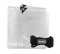 AP Supplies 6M X 6M Clear M-Grade Tarpaulin With 10 Meters X 8mm Bungee Rope