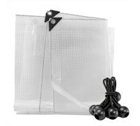 AP Supplies 6M X 8M Clear M-Grade Tarpaulin With 10 X 6" Bungee Balls (Black)