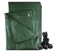 AP Supplies 6M X 8M Green M-Grade Tarpaulin With 10 X 4" Bungee Balls (Black)