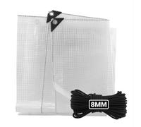 AP Supplies 8M X 10M Clear Xl-Grade Tarpaulin With 10 Meters X 8mm Bungee Rope