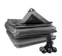 AP Supplies 8M X 10M Silver Xl-Grade Tarpaulin With 10 X 4" Bungee Balls (Black)