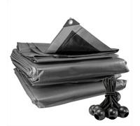 AP Supplies 8M X 10M Silver Xl-Grade Tarpaulin With 10 X 6" Bungee Balls (Black)