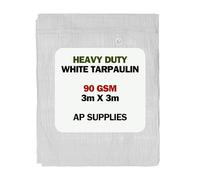 AP Supplies 90gsm White Tarpaulin 3m x 3m, M-Grade Waterproof