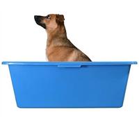 AP Supplies 90L Blue Dog Bath with Drain Valve - Large Plastic Pet Washing Tub with Pre-Drilled Drain, Leak-Proof BSP Hose Connector, Easy Clean Portable Dog Bath for Home & Grooming (Lime Valve)