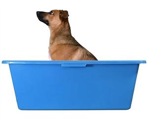 AP Supplies 90L Blue Dog Bath with Drain Valve - Large Plastic Pet Washing Tub with Pre-Drilled Drain, Leak-Proof BSP Hose Connector, Easy Clean Portable Dog Bath for Home & Grooming (Lime Valve)