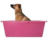 AP Supplies 90L Pink Dog Bath with Drain Valve - Large Plastic Pet Washing Tub with Pre-Drilled Drain, Leak-Proof BSP Hose Connector, Easy Clean Portable Dog Bath for Home & Grooming (Lime Valve)