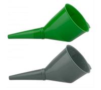 AP Supplies Angled Car Fuel Funnels with Filter (Grey & Green) - 2 Pack Fuel Funnel for Petrol & Diesel Vehicles - Easy No-Spill Refuelling Funnel with Mesh Filter for Clean, Smooth Fuel Flow