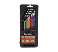 AP Supplies Ball End Allen Key Set, Long Arm S2 Steel Hex Keys 1.5-10mm (9pc) - Colour-Coded Metric HX L-Keys, 25° Ballpoint, Non-Slip Holder for Bikes, Furniture & DIY