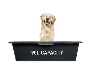 AP Supplies Black Dog Bath 90L Plastic Pet Grooming Tub Drain Tap Kit