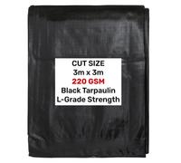 AP Supplies Black/silver L-Grade Tarpaulin 3M X 3M
