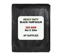 AP Supplies Black/Silver Tarpaulin 220gsm, 6m x 10m