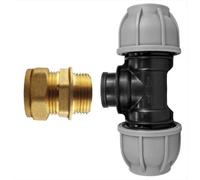 AP Supplies Brass Compression 15mm Straight With 25mm Mdpe Tee
