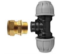 AP Supplies Brass Compression 22mm Straight With 25mm Mdpe Tee