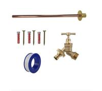 AP Supplies Brass Snap-On Bib Tap Outdoor Basic Tap Kit 1 - Comes With 1/2 Brass Bib Tap, Wall Plate, Screws, Wall Plugs & Ptfe Tape .