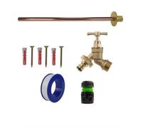 AP Supplies Brass Snap-On Bib Tap Outdoor Basic Tap Kit 1 With Black/green Hose Connector - Comes With 1/2 Brass Bib Tap, Wall Plate, Screws.