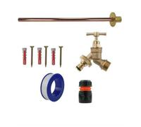 AP Supplies Brass Snap-On Bib Tap Outdoor Basic Tap Kit 1 With Black/orange Hose Connector - Comes With 1/2 Brass Bib Tap, Wall Plate, Screws.