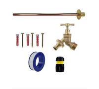 AP Supplies Brass Snap-On Bib Tap Outdoor Basic Tap Kit 1 With Black/yellow Hose Connector - Comes With 1/2 Brass Bib Tap, Wall Plate, Screws.