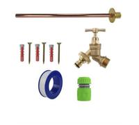 AP Supplies Brass Snap-On Bib Tap Outdoor Basic Tap Kit 1 With Lime/grey Hose Connector - Comes With 1/2 Brass Bib Tap, Wall Plate, Screws.