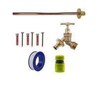 AP Supplies Brass Snap-On Bib Tap Outdoor Basic Tap Kit 1 With Lime Line Hose Connector - Comes With 1/2 Brass Bib Tap, Wall Plate, Screws.