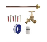 AP Supplies Brass Snap-On Bib Tap Outdoor Basic Tap Kit 1 With White/grey Hose Connector - Comes With 1/2 Brass Bib Tap, Wall Plate, Screws.