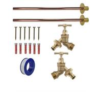 AP Supplies Brass Snap-On Bib Tap Outdoor Basic Tap Kit 2 - Comes With Brass Bib Tap, Wall Plate, Screws, Wall Plugs & Ptfe Tape.