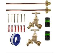 AP Supplies Brass Snap-On Bib Tap Outdoor Basic Tap Kit 2 With Black/green Hose Connector - Comes With Brass Bib Tap, Wall Plate, Screws.