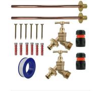 AP Supplies Brass Snap-On Bib Tap Outdoor Basic Tap Kit 2 With Black/orange Hose Connector - Comes With Brass Bib Tap, Wall Plate, Screws.