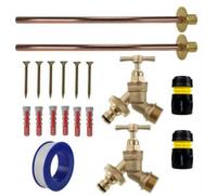 AP Supplies Brass Snap-On Bib Tap Outdoor Basic Tap Kit 2 With Black Yellow Hose Connector - Comes With Brass Bib Tap, Wall Plate, Screws.